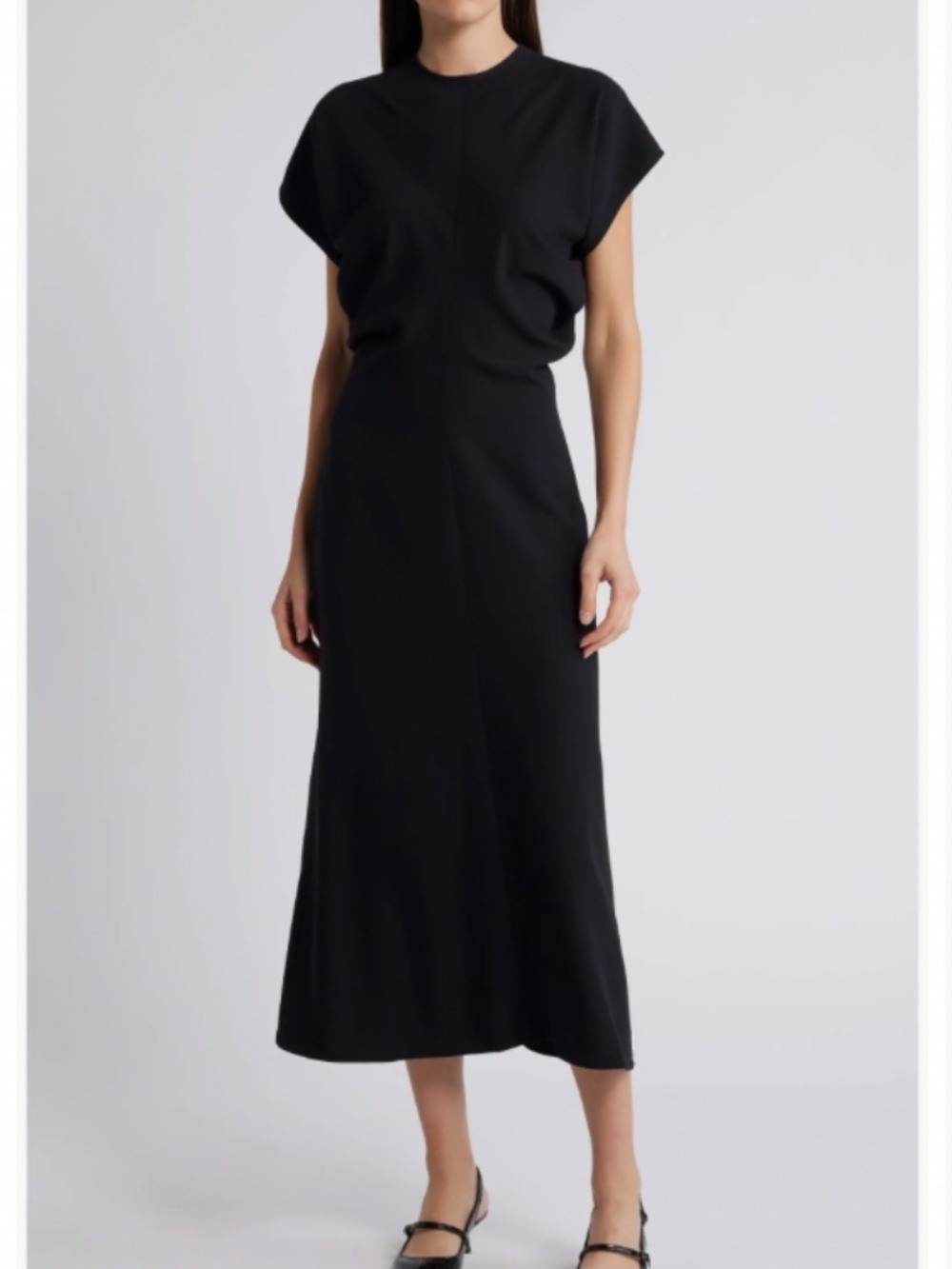 Club Monaco Theo Drape Midi Dress Black | Size 0